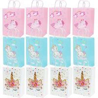 Unicorn Gift Bag Candy Cookies Pouch Unicorn Birthday Party Gift Wrapping Sweet Bag Pink Blue White Kid Birthday Party Decor Gift Wrapping  Bags