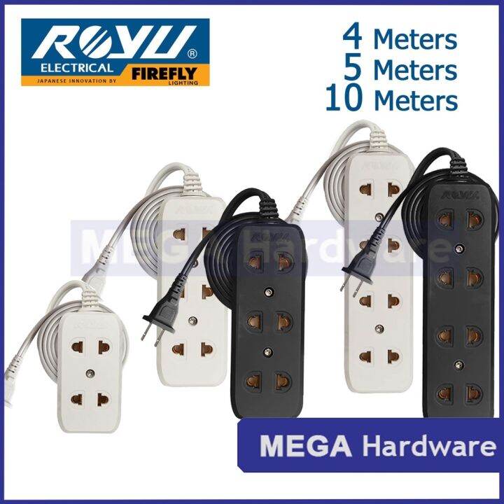Hot ROYU Extension Cord NO SWITCH 2 gang 3 gang 4 gang 10 meters 5