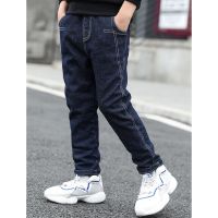 DIIMUU Boys Denim Pants Children Clothing Casual Kids Jeans Solid Elastic Long Trousers