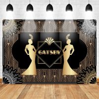 Great Gatsby Backdrop Retro Flapper Girl Background 20 s Party Backdrop Art Decor Adult Birthday Party Celebration Photo Studio Colanders Food Strain