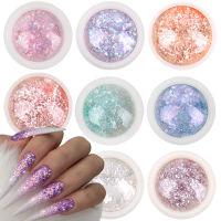 เล็บตกแต่งเล็บผงสีระบาย Sequins Holographic Glitter Chrome ผง Mermaid Aurora เลื่อมเลื่อมเล็บอุปกรณ์เสริม