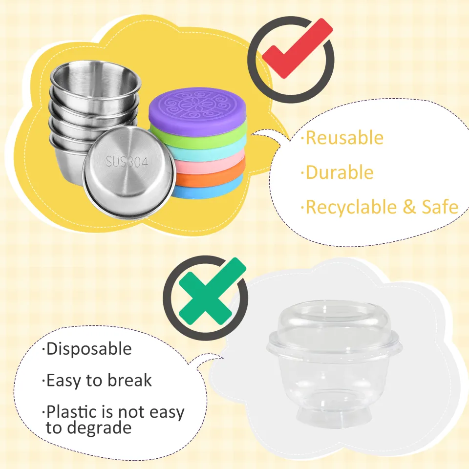 Salad Container To Go, 6x 50ml Small Containers With , Reusable Sauce  Containers For Lunch Box