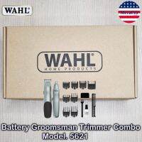 Wahl® Battery Groomsman Trimmer Combo, Model. 5621 เครื่องตัดแต่งหนวดเครา แบบใช้แบตเตอรี่ สำหรับหนวด ผม ขนจมูก ใช้ได้ทั้งแบบเปียก และแบบแห้ง