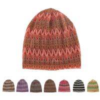 [Rear Waves]โหมด Frauen Gestreiften Muster Weichen Elastischen Beanies Hüte Damen Winter Warme Skullies Caps Hohl Design Baggy Slouchy Motorhaube