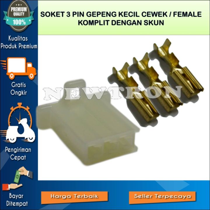 Isi 10 Pcs Soket 3 Pin Kecil Cewek Female Original Set Skun Bahan Nylon Tahan Panas Buat Motor 4559