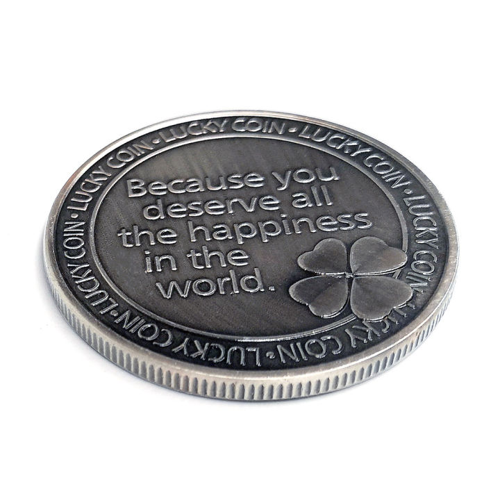 เหรียญที่ระลึกเงินโชคดี-four-leaf-clover-โชคดีของที่ระลึกของขวัญคุณสมควรได้รับความสุขทั้งหมดในโลก-kdddd