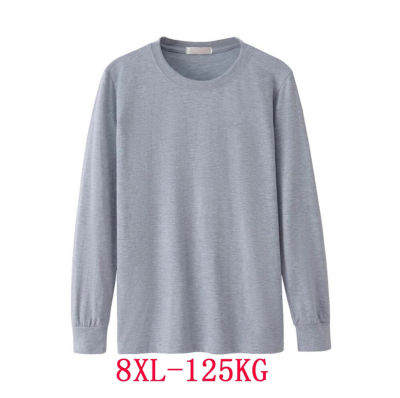 Mens Shirt Long Sleeve Winter Fall Large Size Large Size 5XL 6XL Casual T-Shirt Cotton 7XL 8XL Home T-Shirt Green Blue Black