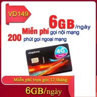 SIM 4G 1 năm Vinaphone D500 D60G VD149 Fhappy Itele - DATA KHỦNG thumbnail
