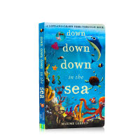 English original genuine picture book underwater world down in the sea hole Book hardcover paperboard flip book small mechanism toy operation book marine animal cognition enlightenment folio