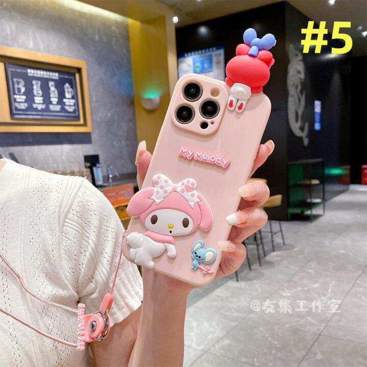 สายคล้องซิลิโคนนิ่มสำหรับ-iphone-11-12-13-14-pro-max-6s-7-8-plus-x-xr-xs-max-sanrio