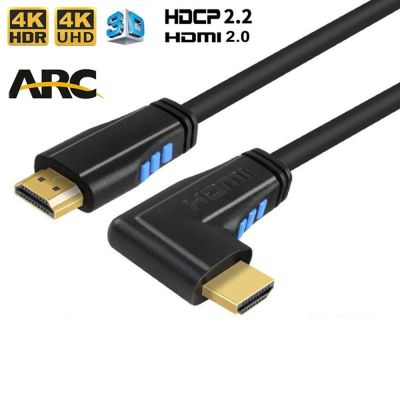 สาย2.0 HDMI 4K ปรับระดับ90องศา4K 60Hz ตัวผู้ไปยังตัวผู้ HDR ARC HDCP 2.2 3D 3840X2160P สำหรับ PS4โปร Apple โปรเจคเตอร์ Xbox โทรทัศน์