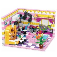 Mini Living Room Cottage Model Building Blocks Figures Child Toy Toys for Children Gift Bricks Christmas Block Kit Friends Girls