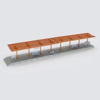 Outland Models Train Station Passenger Platform with Accessories (Full-Covered) 1:160 N Scale Railway Scenery