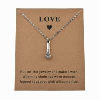 Fashion Antique Microphone Pendant Chain Necklace with Wish Love Card Hip Hop Microphone Jewelry Women Men Creative Gifts Fashion Chain Necklaces