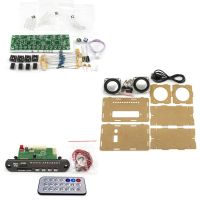 Bluetooth Speaker Kit FM Radio Card Audio Acrylic Shell Parts with LED Sound Control Level Indicator