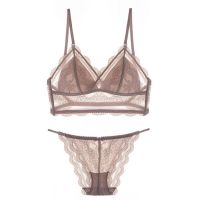 Spot parcel post Explosion Models U Large Backless Underwear Sexy Lace Wireless Thin French Triangle Cup Set