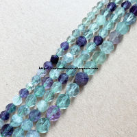 15" Natural Stone Big Cuts Faceted Green Fluorite Round Loose Beads 6 8 10 mm Pick Size