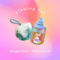 Glowing Set ?✨ whipped soap + fluffy bath ball เซ็ตผิวใส สบู่วิป / ใยขัดตัว fiber เกรดพรีเมี่ยม