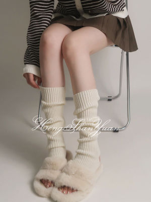HengShanYuan ถุงเท้าถักนิตติ้งแบบถุงเท้าผู้หญิงถุงเท้าน่องสีขาวของผู้หญิงคลุมขาโลลิต้ากองถุงเท้าโลลิต้า