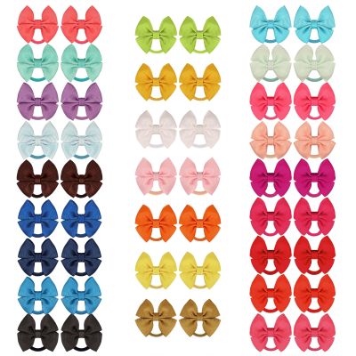 ❉✤❀ 30PCS 2 Inches Baby Girls Mini Hair Bows Ties Elastic Hair Rubber Band Grosgrain Ribbon Hair Accessories for Kids Toddlers
