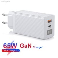 Hjghfhf GTWIN 65W เครื่องชาร์จ USB GaN Type C ชาร์จเร็ว Kr/eu/us ปลั๊กอะแดปเตอร์สำหรับแล็ปท็อป iPhone