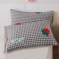 1Pcs Kawaii Pillowcase Japanese Korean Cotton Linen Pillow Case Bed Cute Plaid Bedroom Decor Pillow Cover 50X70 40X60 48X74 CM