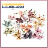 Illuminant SHOP พวงหรีดเครื่องประดับ DIY 10ชิ้นการตกแต่งบ้านดอกไม้ปลอมหัวแมกโนเลียช่อดอกไม้ดอกไม้ไหมประดิษฐ์กล้วยไม้ปลอม