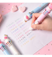 Pulpen Warna Sepuluh Warna, Imut Multi Warna, Pena Press, Rekening Tangan, Pena 10 Warna Pelajar Perempuan Multi-fungsi