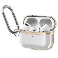ซิลิโคนใสชุบด้วยไฟฟ้า DDEHY668 + ปกคลุมป้องกันพีซีสำหรับ AirPods Pro (ใส + ทอง)