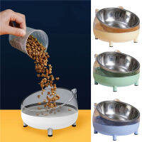 Creative Cat Feeding Bowl Separable สแตนเลส Feederชามดื่มสำหรับสุนัขแมวขนาดกลางขนาดเล็กโปร่งใสอาหาร Storager