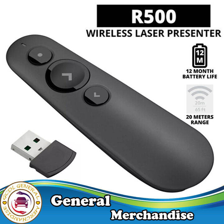 R500 Laser Presentation Remote Clicker with Dual Connectivity Bluetooth