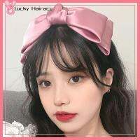 LUCKY HAIRACC สไตล์ฝรั่งเศสแบบ โบว์โบว์คาดศีรษะ ปมด้านบน อุปกรณ์เสริมผม ริบบิ้นคาดศีรษะ ทันสมัยและทันสมัย ผมหนาหนา เครื่องประดับศีรษะหวาน ของตกแต่งงานปาร์ตี้