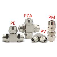 Copper Plated Nickel Pneumatic Air Quick Connector For Hose Tube OD 4MM 6 8 10 12 14 16MM Fast Joint Connection KPV KPE PM PZA