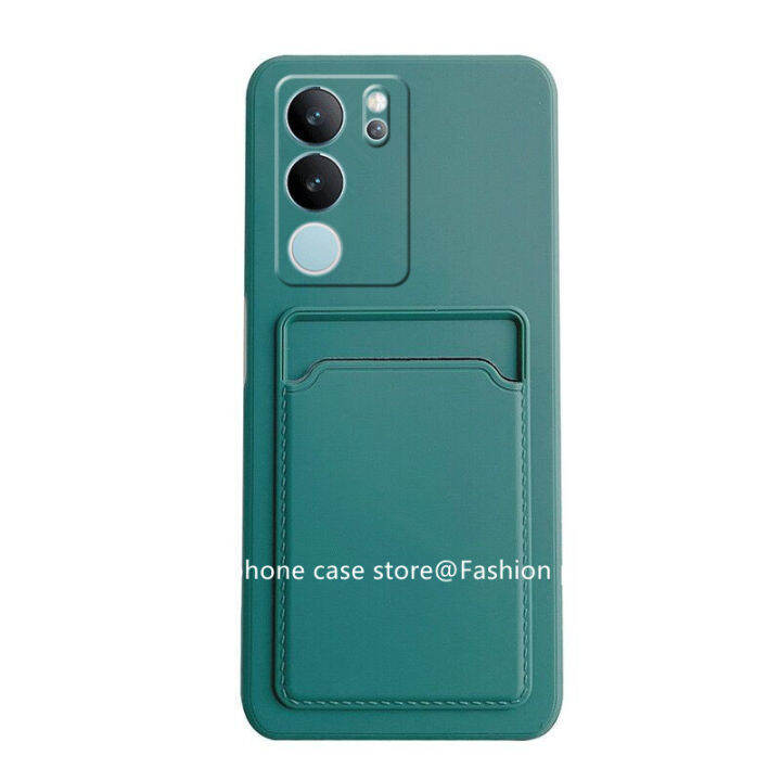 phone-case-เคส-vivo-v29-v29e-v29-pro-5g-สีทึบปลอกซิลิโคนพร้อมกระเป๋าเก็บบัตรป้องกันเลนส์เต็มรูปแบบฝาครอบนุ่ม2023