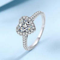 [COD]925 เงินหญิงชุบ pt950 แพลตตินั่ม Meson แฟชั่นรูปหัวใจรูปหัวใจ 1 กะรัต Moissanite แหวน