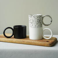 Nordic mugs with large round handle, ceramic, creative, splash, paint, present for the decoration of the house, mother or