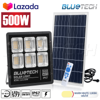 Bluetech USA ไฟโซล่าเซลล์ ขนาด 500วัตต์ สี ขาว (White) / วอร์มไวท์ (Warm White) ไฟสปอร์ตไลท์ Solar Cell LED Floodlight Spotlight รุ่นใหม่ กันน้ำ IP67 วัตต์เต็ม รับประกัน 1ปี