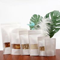 10pcs/lots Matte White Kraft Paper Ziplock Bag Transparent Window Candy Cookie Gift Crafts Bag Packing Bag Pouch Gift Box