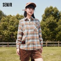 HOT”Semir เสื้อแขนยาวผู้หญิงกลางความยาวผ้าฝ้ายหลวม R 2022ฤดูหนาวใหม่ Flannel Plaid เสื้อ Personality