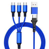 สายเคเบิลแบบขยายข้อมูล Usb แบบสองถึงสามสายชาร์จหลายหัวตั้งแต่หนึ่งถึงสามใช้ได้กับสายข้อมูลโทรศัพท์มือถือ Typec ห้าในหนึ่ง