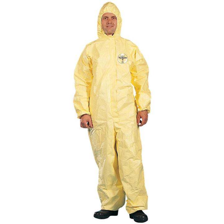 DuPont Tychem Chemical Protection Coverall Suit with Hood (Yellow