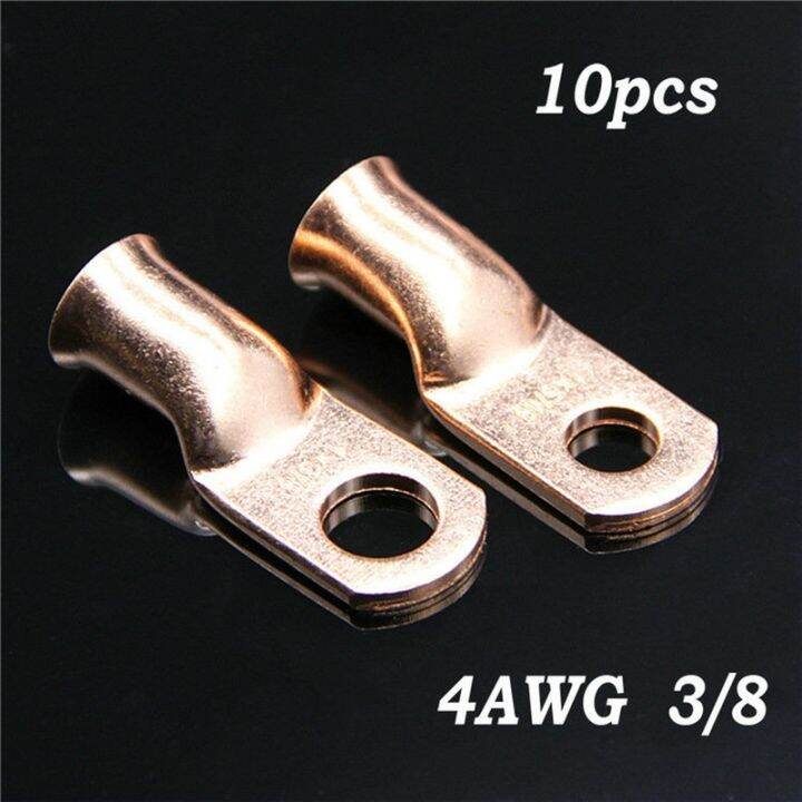 10pcs Wire Ring Terminal Copper Car Audio Terminals 4 AWG Gauge 3/8