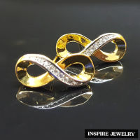 Inspire Jewelry ,ต่างหูอินฟีนิตี้ Infinity ประดับเพชรCZ  ตัวเรือนหุ้มทองแท้ 24K หรู   ความยิ่งใหญ่มหาศาล ร่ำรวย ไม่มีที่สิ้นสุด ขนาด 1.5 x 0.7 CM