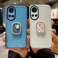 เคสโทรศัพท์ OPPO Reno10 Reno 10 Pro Reno10 Pro+ 5G Reno8 T 4G ฟิล์มกันรอยเลนส์ ที่วางโทรศัพท์ทรงทิวลิปมุก โปร่งใส เคสนิ่ม OPPO Reno10 Pro 5G