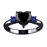 New European and American heart-shaped ring electroplating gun black hand jewelry