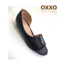 OXXOรองเท้าแฟชั่นส้นเตี้ยเปิดหน้า เปิดข้าง กระชับส้นเท้าด้วยการเสริมยางยืด ส้นกันลื่น หนังนิ่ม SM3317