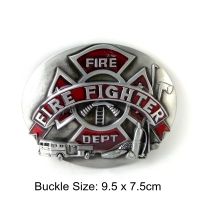 New Fashion Mens Belts with Firefighter Logo Fire Dept Fighter Hatchet Big Belt Buckle Metallic Casual Mens Jeans Belt Cool