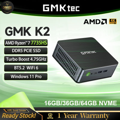 GMKtec คอมพิวเตอร์ขนาดเล็ก K2 AMD Ryzen 7 7735HS 8C/16T DDR5 16/32GB 512GB/1เทราไบต์ SSD Window 11 Pro BT5.2 WiFi6คีย์บอร์ดเกมเดสก์ท็อป RZ608