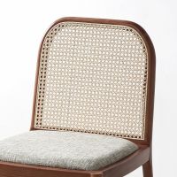 Spot parcel post Nordic Rattan Dining Chair Household Soft Bag Commercial Ho Backrest Chair Solid Wood Leisure Simple Furniture