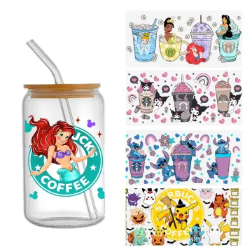 1pc Coffee Pattern Design UV DTF Cup Wraps For 16 Oz Glass Cup, UV DTF Cup  Wraps For Glass Cups, Wraps For Cups, Glass Stickers For Cups, Cup Decals  UV Transfer Stickers
